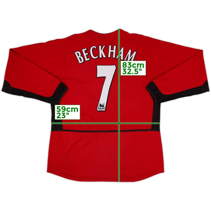 2002-04 Manchester United Home L/S Shirt Beckham #7 - 5/10 - (XL)