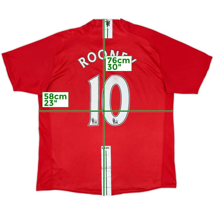 2007-09 Manchester United Home Shirt Rooney #10 - 5/10 - (XL)