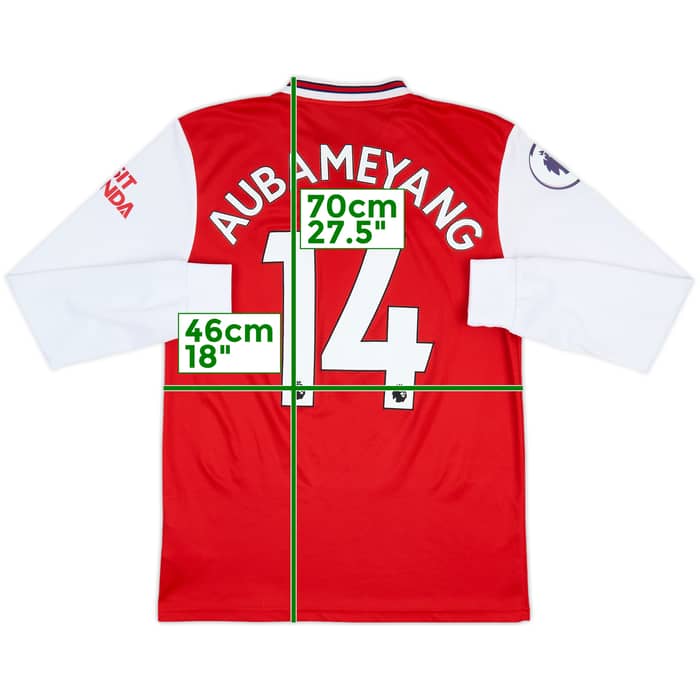 2019-20 Arsenal Home L/S Shirt Aubameyang #14 - 7/10 - (S)
