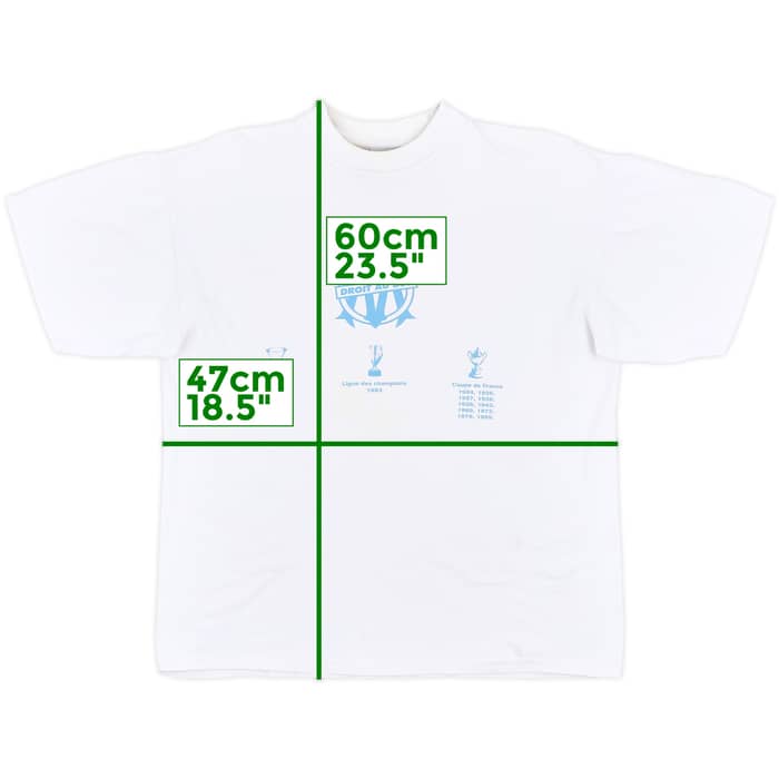 1993-94 Olympique Marseille adidas Cotton Tee - 7/10 - (S)