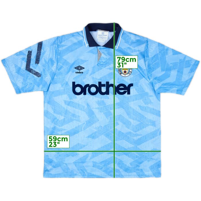 1991-93 Manchester City Home Shirt - 8/10 - (XL)