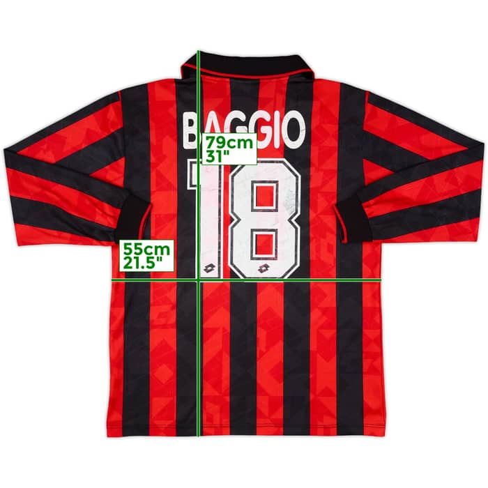 1994-95 AC Milan Home L/S Shirt Baggio #18 - 6/10 - (L)