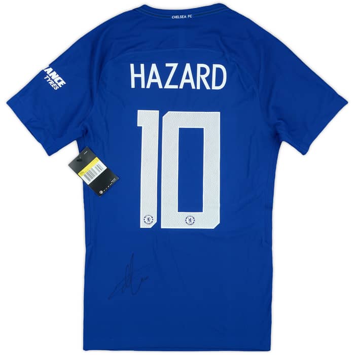 2017-18 Chelsea Player Issue Signed Home Shirt Hazard #10