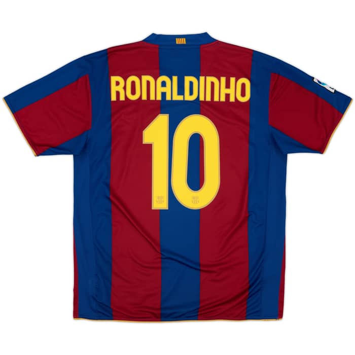 2007-08 Barcelona Home Shirt Ronaldinho #10 - 7/10 - (XL)