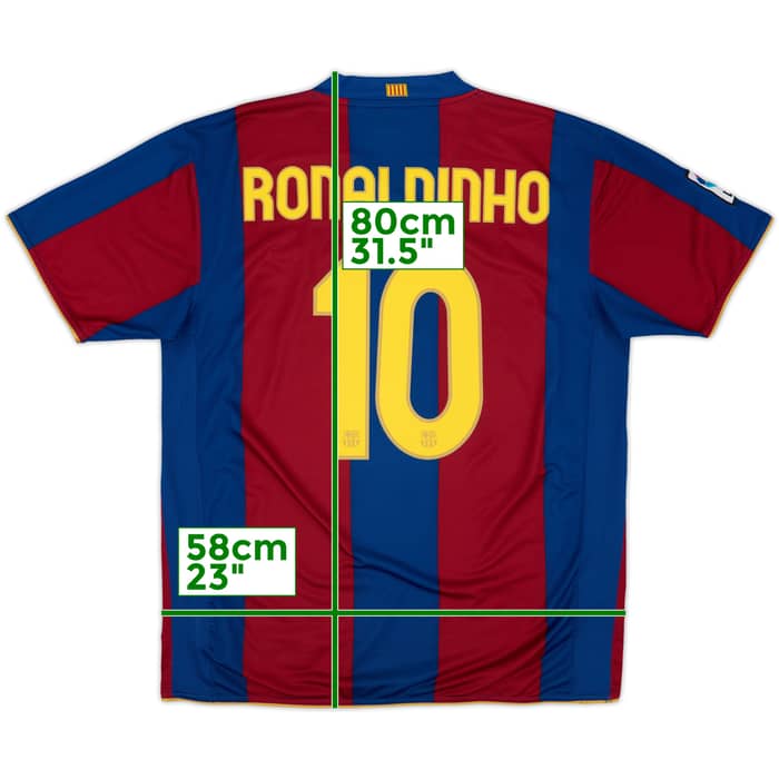 2007-08 Barcelona Home Shirt Ronaldinho #10 - 7/10 - (XL)