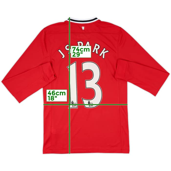 2011-12 Manchester United Home L/S Shirt J S Park #13 - 6/10 - (S)