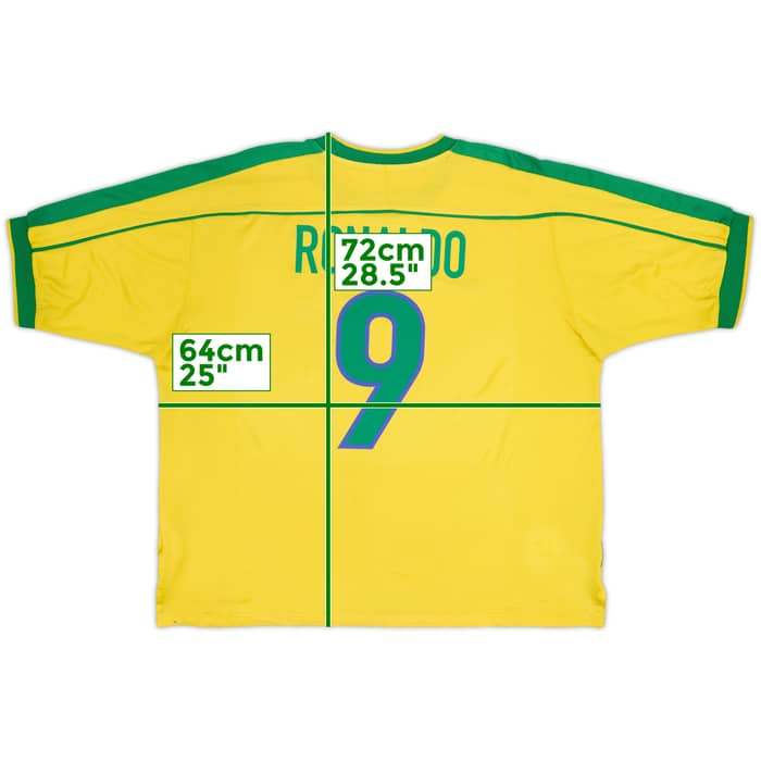 1998-00 Brazil Home Shirt Ronaldo #9 - 5/10 - (XL)