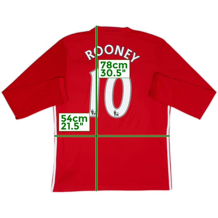 2016-17 Manchester United Home L/S Shirt Rooney #10 - 6/10 - (L)