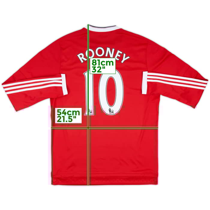 2015-16 Manchester United Home L/S Shirt Rooney #10 - 10/10 - (L)