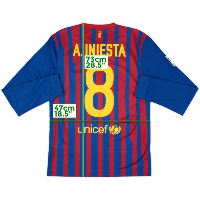 2011-12 Barcelona Home L/S Shirt A.Iniesta #8 - 8/10 - (S)