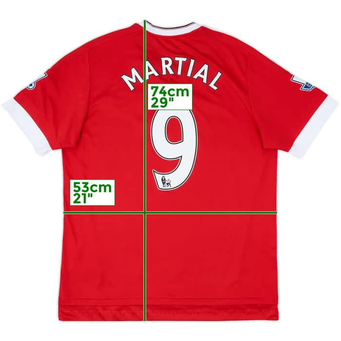 2015-16 Manchester United Home Shirt Martial #9 - 7/10 - (L)