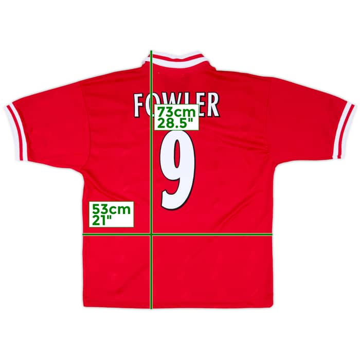 1996-98 Liverpool Home Shirt Fowler #9 - 8/10 - (L)