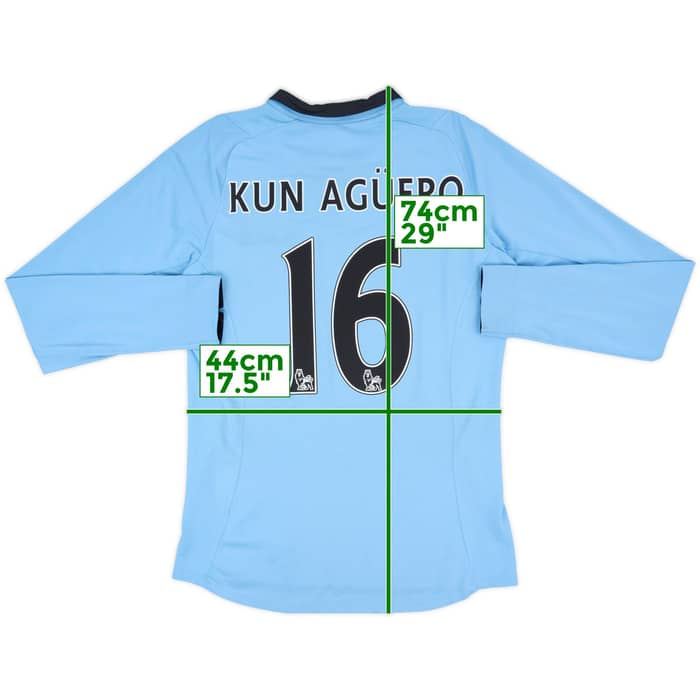 2012-13 Manchester City Home L/S Shirt Kun Aguero #16 - 6/10 - (M)