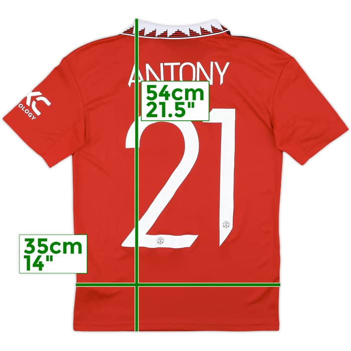 2022-23 Manchester United Home Shirt Antony #21 - 8/10 - (M.Boys)