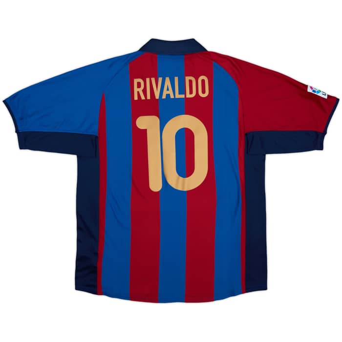 2001-02 Barcelona Home Shirt Rivaldo #10 - 8/10 - (L)