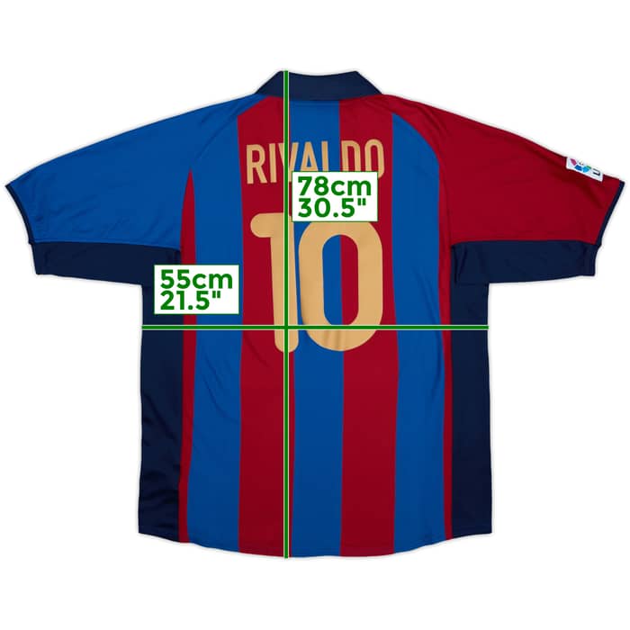 2001-02 Barcelona Home Shirt Rivaldo #10 - 8/10 - (L)