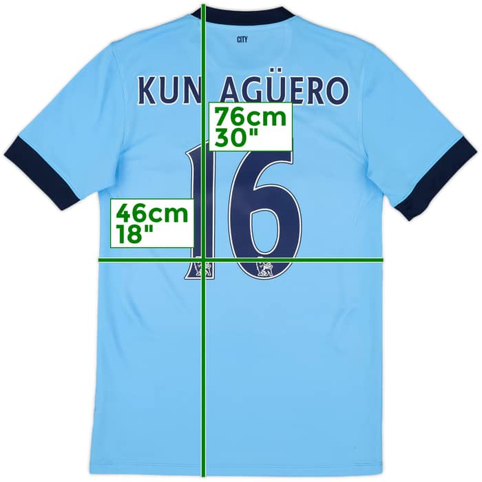 2014-15 Manchester City Home Shirt Kun Aguero #16 - 8/10 - (S)