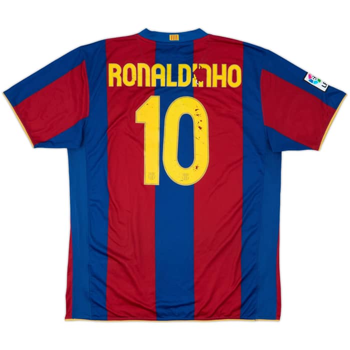 2007-08 Barcelona Home Shirt Ronaldinho #10 - 4/10 - (XL)