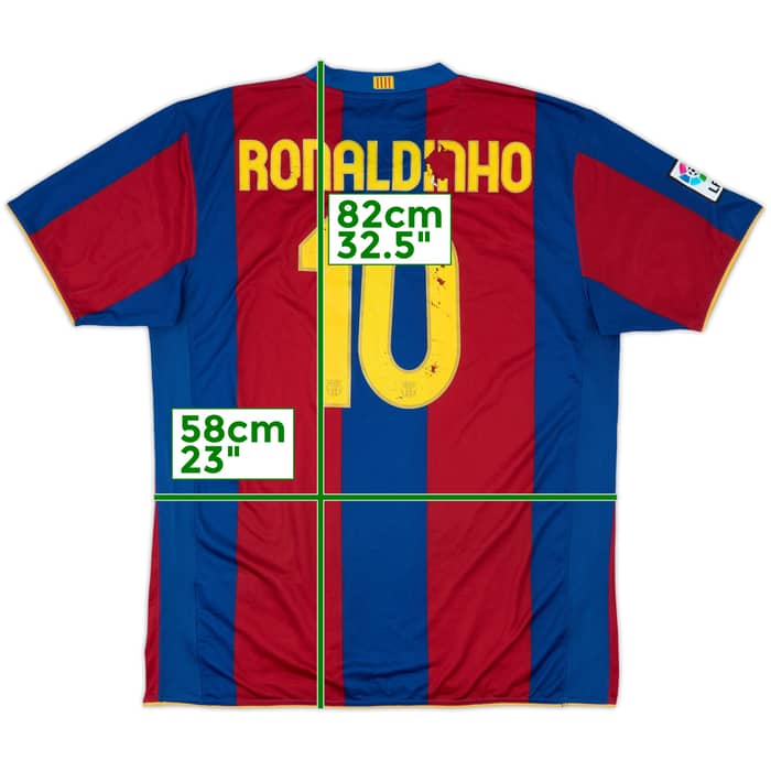 2007-08 Barcelona Home Shirt Ronaldinho #10 - 4/10 - (XL)