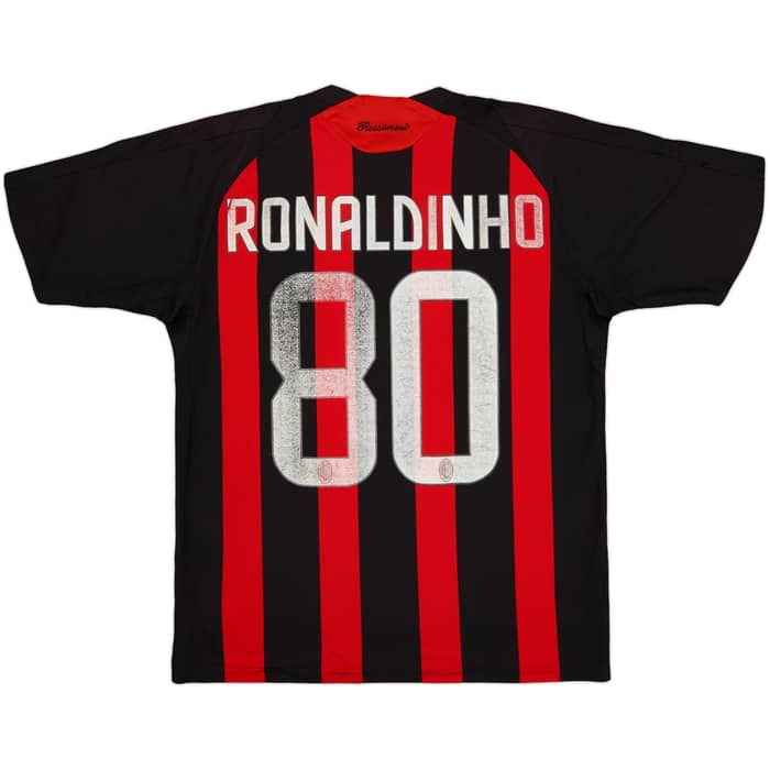 2008-09 AC Milan Home Shirt Ronaldinho #80 - 4/10 - (XL.Boys)