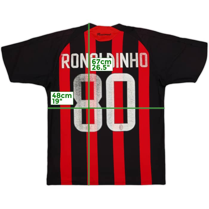 2008-09 AC Milan Home Shirt Ronaldinho #80 - 4/10 - (XL.Boys)