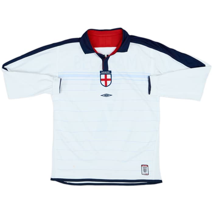 【国内正規 01-03 England  L/S Beckham #7】 2003-05 England Home L/S Shirt Beckham #7 - 7/10 - (L.Boys)