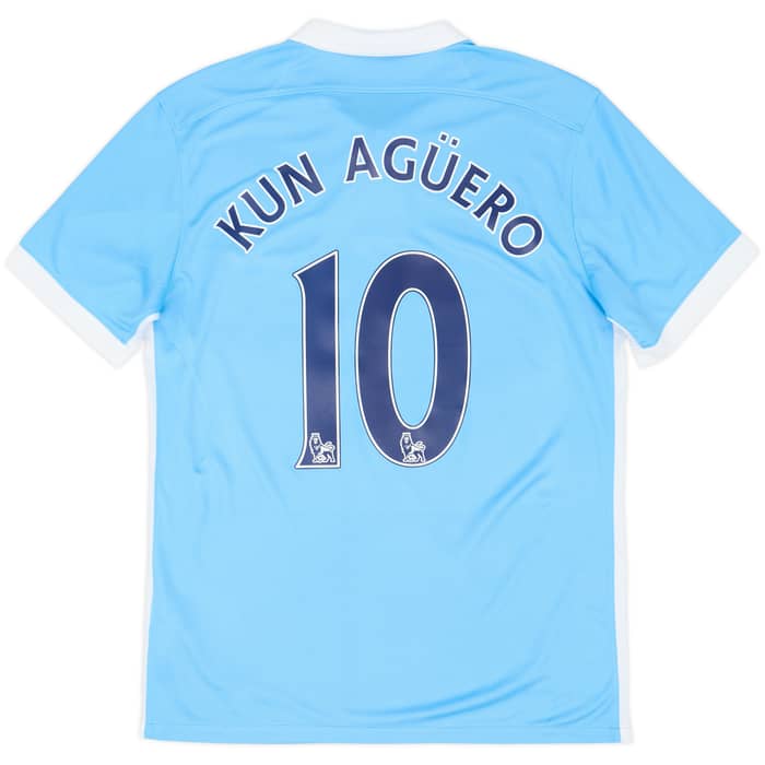 2015-16 Manchester City Home Shirt Kun Aguero #10 - 9/10 - (M)