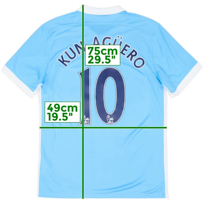 2015-16 Manchester City Home Shirt Kun Aguero #10 - 9/10 - (M)