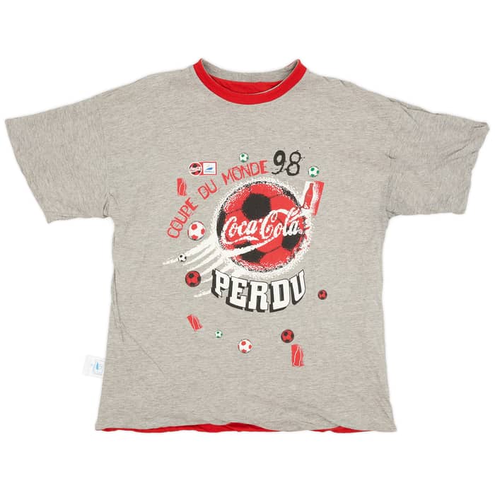 1998 France 98 Coca Cola 'Coupe Du Monde' Reversible Graphic Tee - 9/10 - (XL)