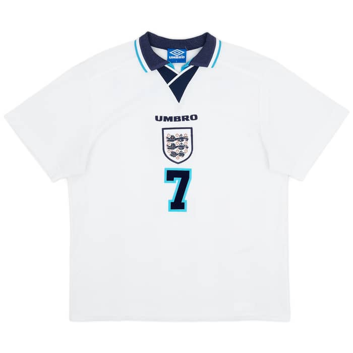 1995-97 England Home Shirt Beckham #7 - 7/10 - (L)