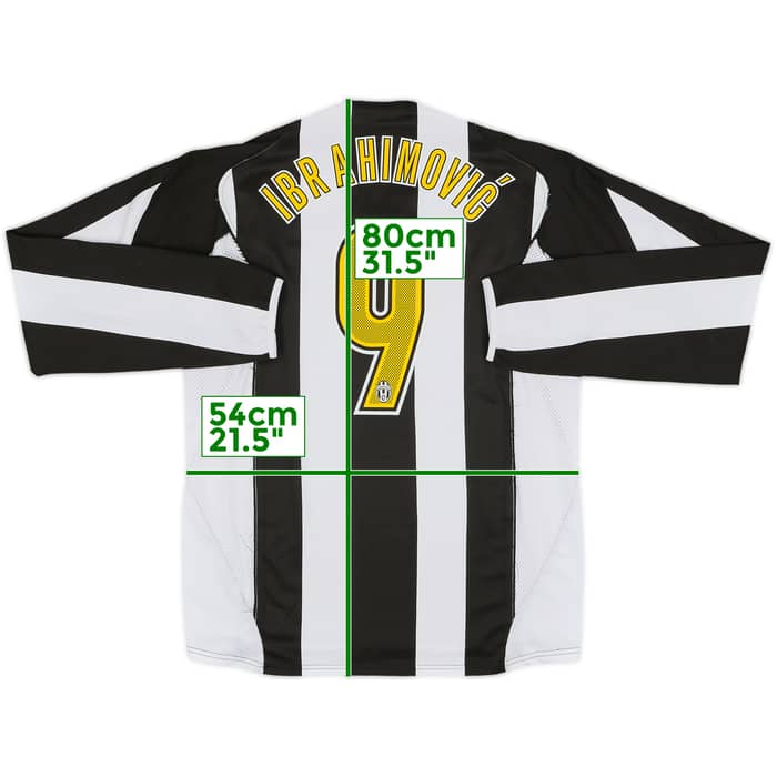 2004-05 Juventus Player Issue Home L/S Shirt Ibrahimovic #9 - 8/10 - (L)