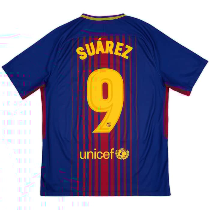 2017-18 Barcelona Home Shirt Suarez #9 - 9/10 - (M)