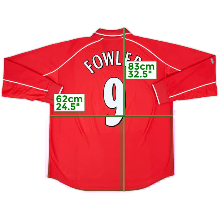 2000-02 Liverpool Home L/S Shirt Fowler #9 - 9/10 - (XXL)
