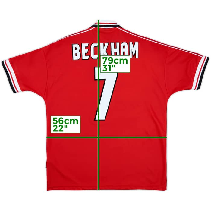 1998-00 Manchester United Home Shirt Beckham #7 - 8/10 - (L)
