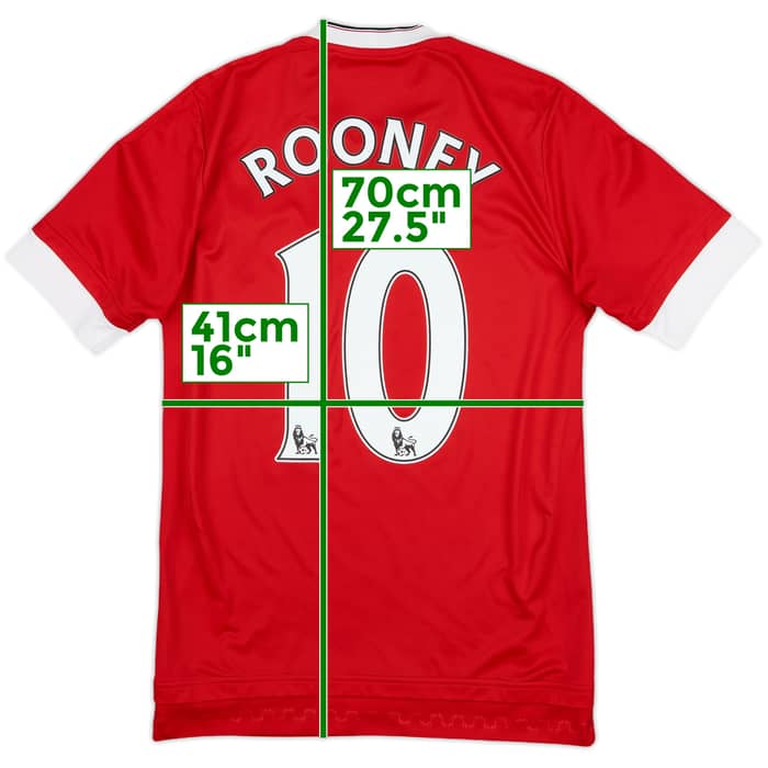 2015-16 Manchester United Home Shirt Rooney #10 - 8/10 - (XS)