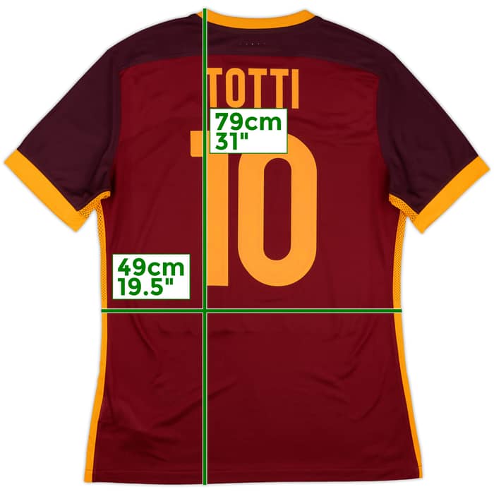 2015-16 Roma Authentic Home Shirt Totti #10 - 10/10 - (L)