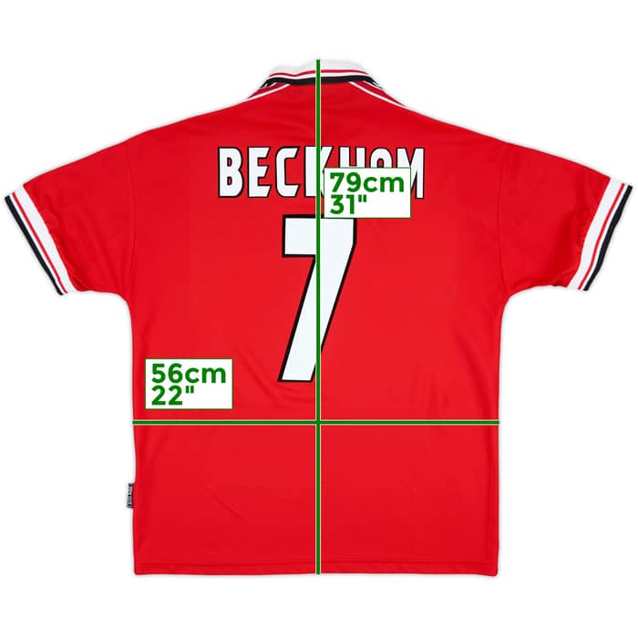 1998-00 Manchester United Home Shirt Beckham #7 - 9/10 - (L)