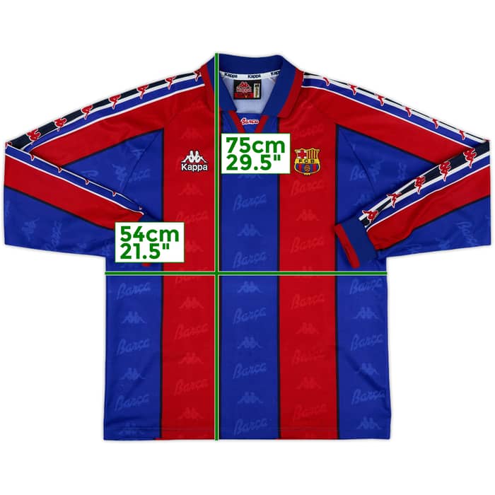 1995-97 Barcelona Home L/S Shirt #8 (Amor) - 8/10 - (M)
