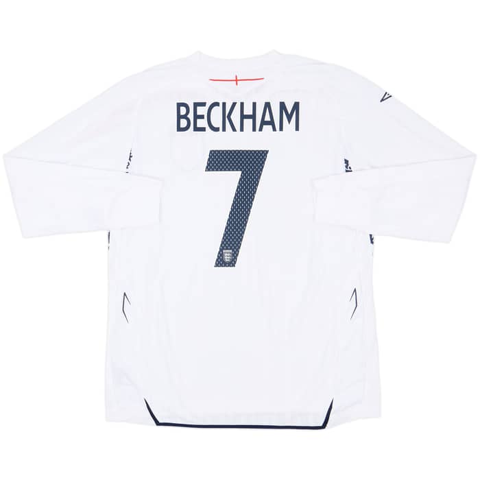 2007-09 England Home L/S Shirt Beckham #7 - 6/10 - (XL)