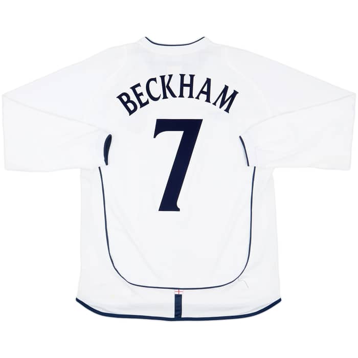 2001-03 England Home L/S Shirt Beckham #7 - 7/10 - (L)