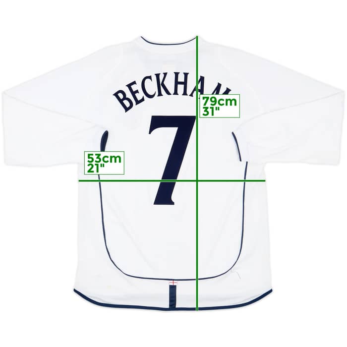 2001-03 England Home L/S Shirt Beckham #7 - 7/10 - (L)