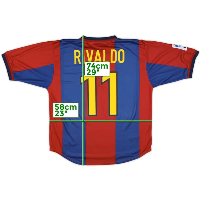 1998-00 Barcelona Home Shirt Rivaldo #11 - 8/10 - (L)