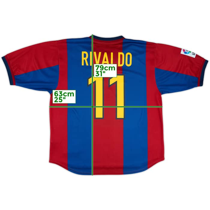 1998-00 Barcelona Home Shirt Rivaldo #11 - 8/10 - (XL)