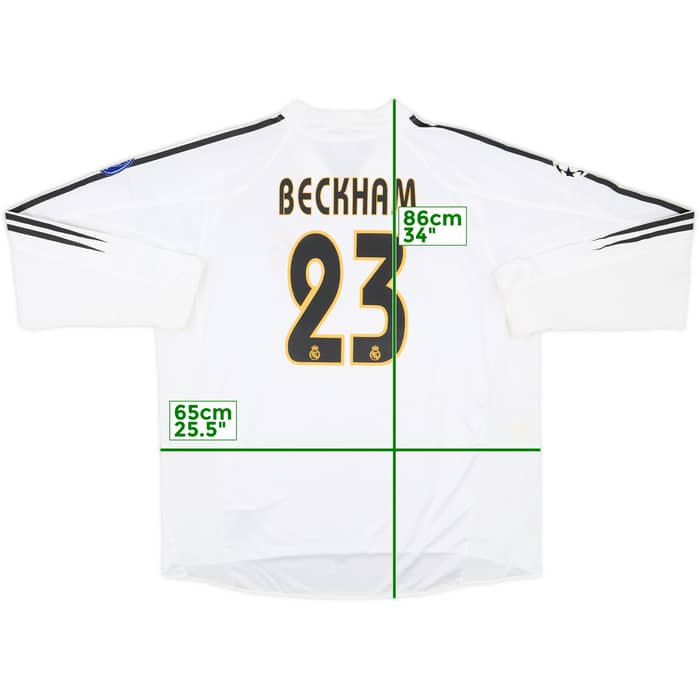2004-05 Real Madrid Home L/S Shirt Beckham #23 (XXL)