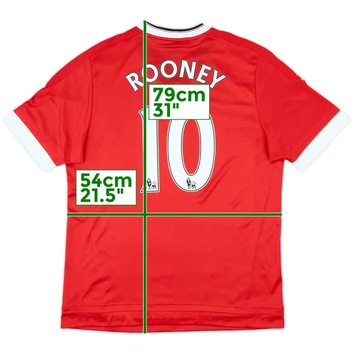 2015-16 Manchester United Authentic Home Shirt Rooney #10 - 9/10 - (XL)
