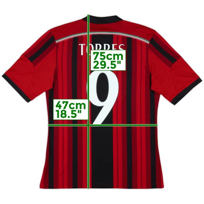 2014-15 AC Milan Home Shirt Torres #9 - 8/10 - (M)
