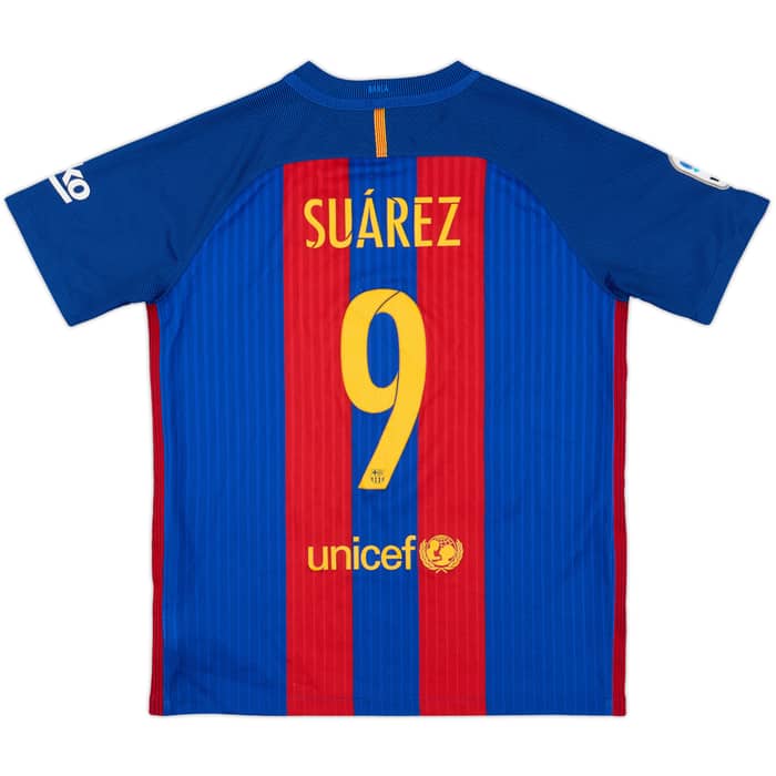 2016-17 Barcelona Home Shirt Suarez #9 - 8/10 - (XL.Boys)