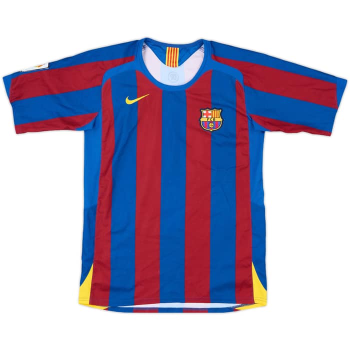 2005-06 Barcelona Home Shirt Ronaldinho #10 - 5/10 - (L.Boys)