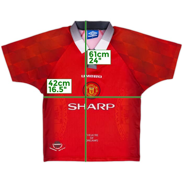 1996-98 Manchester United Home Shirt - 8/10 - (L.Boys)