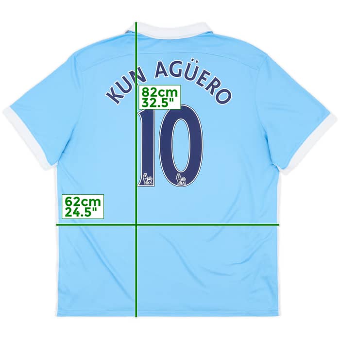 2015-16 Manchester City Home Shirt Kun Aguero #10 - 9/10 - (XXL)